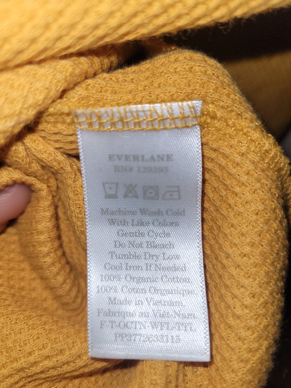 Everlane Organic Cotton Waffle Knit Mock Neck Thermal Top Mustard Yellow Size Sm - Picture 6 of 6